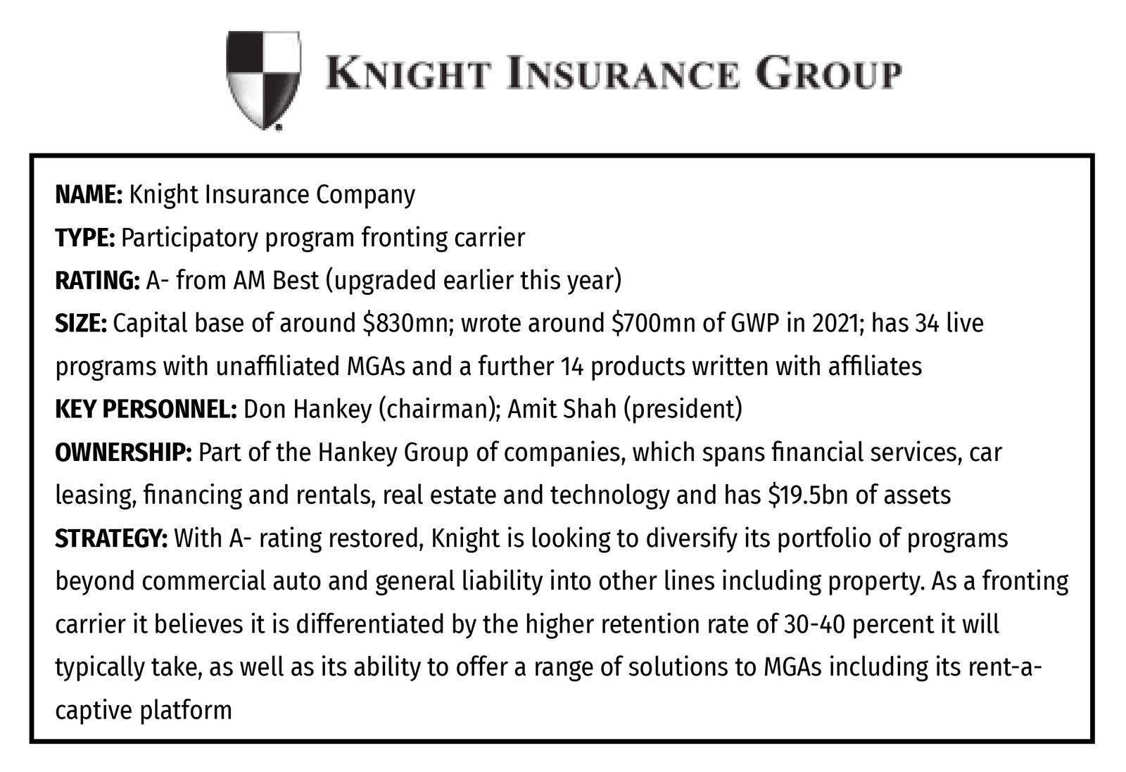 Knight Insurance Company on the front foot after A- return