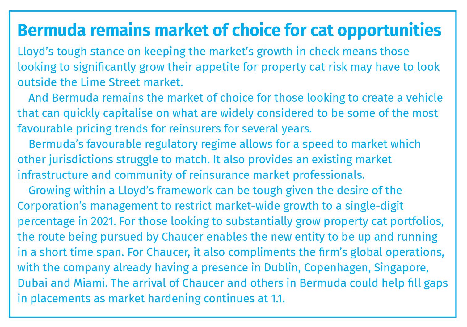 Bermuda remains market of choice for cat opportunities 