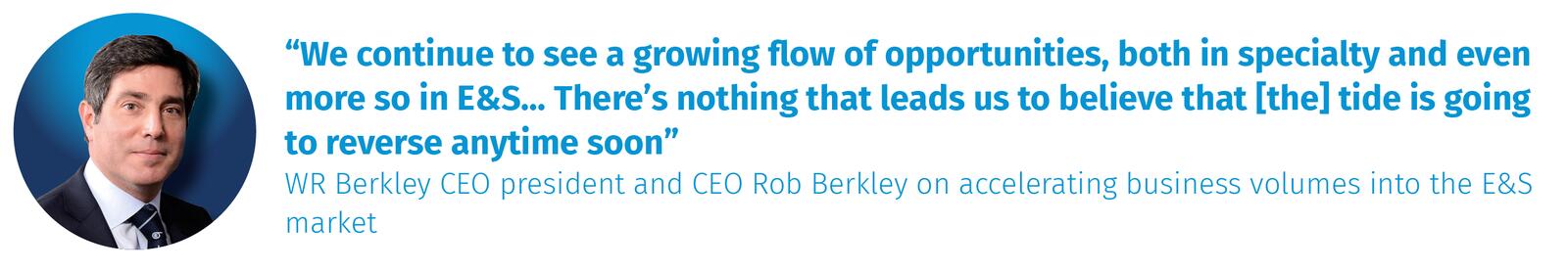WR Berkley CEO president and CEO Rob Berkley on accelerating business volumes into the E&S market
