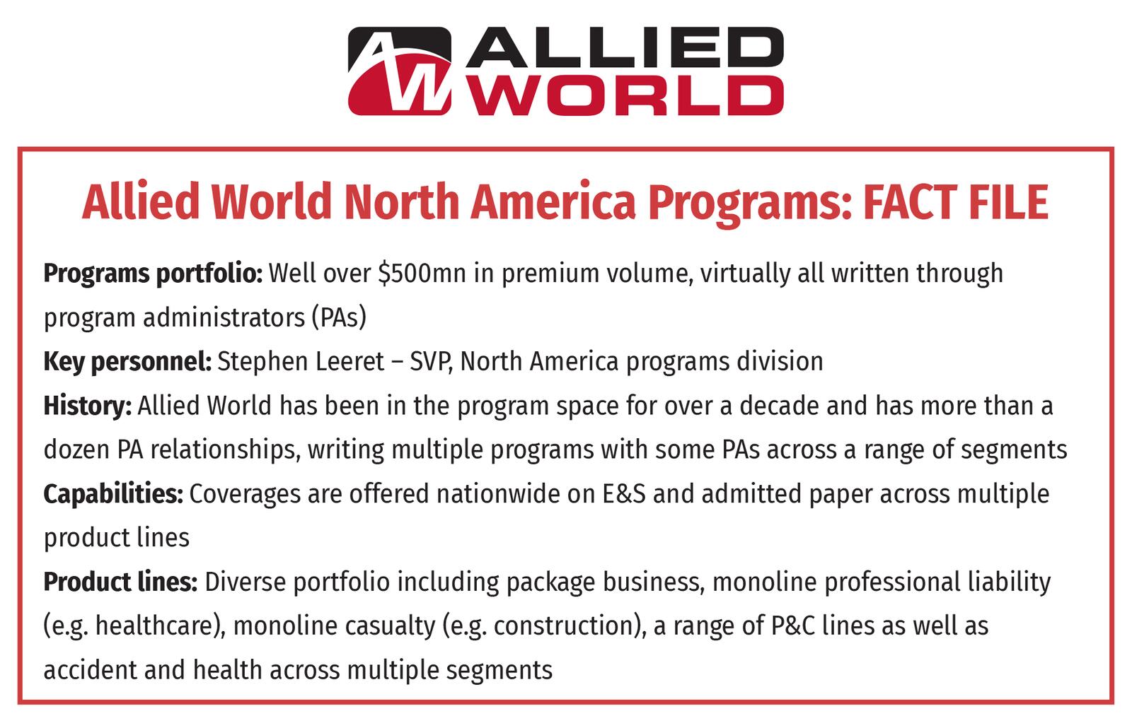 Allied World North America Programs- FACT FILE 